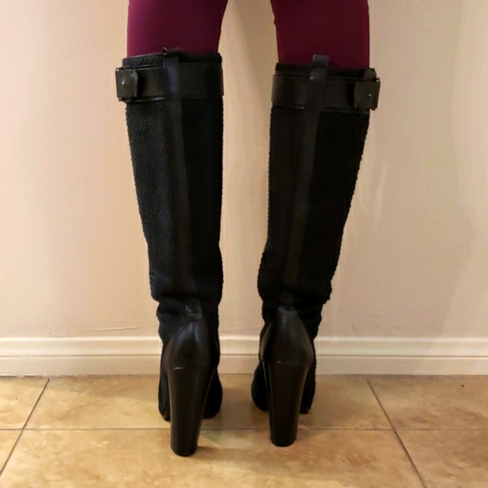 Rachel Zoe "Camille" Boot Mob Wife Club Goth Calf Hair Snake Skin Texture - Picture 7 of 10